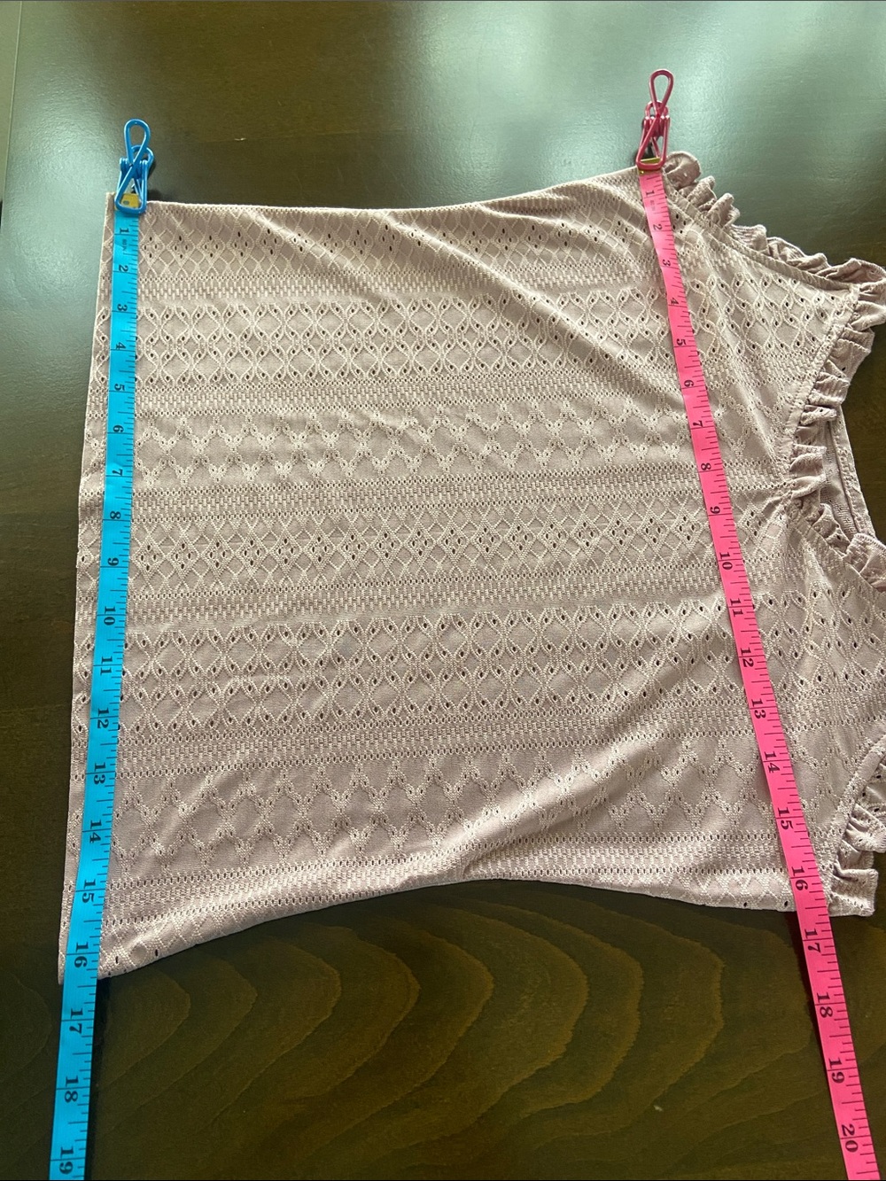 Ruffle-Trim Tank top in soft eyelet fabric in Sage Green (M) or Pink (L). - Picture 13 of 14